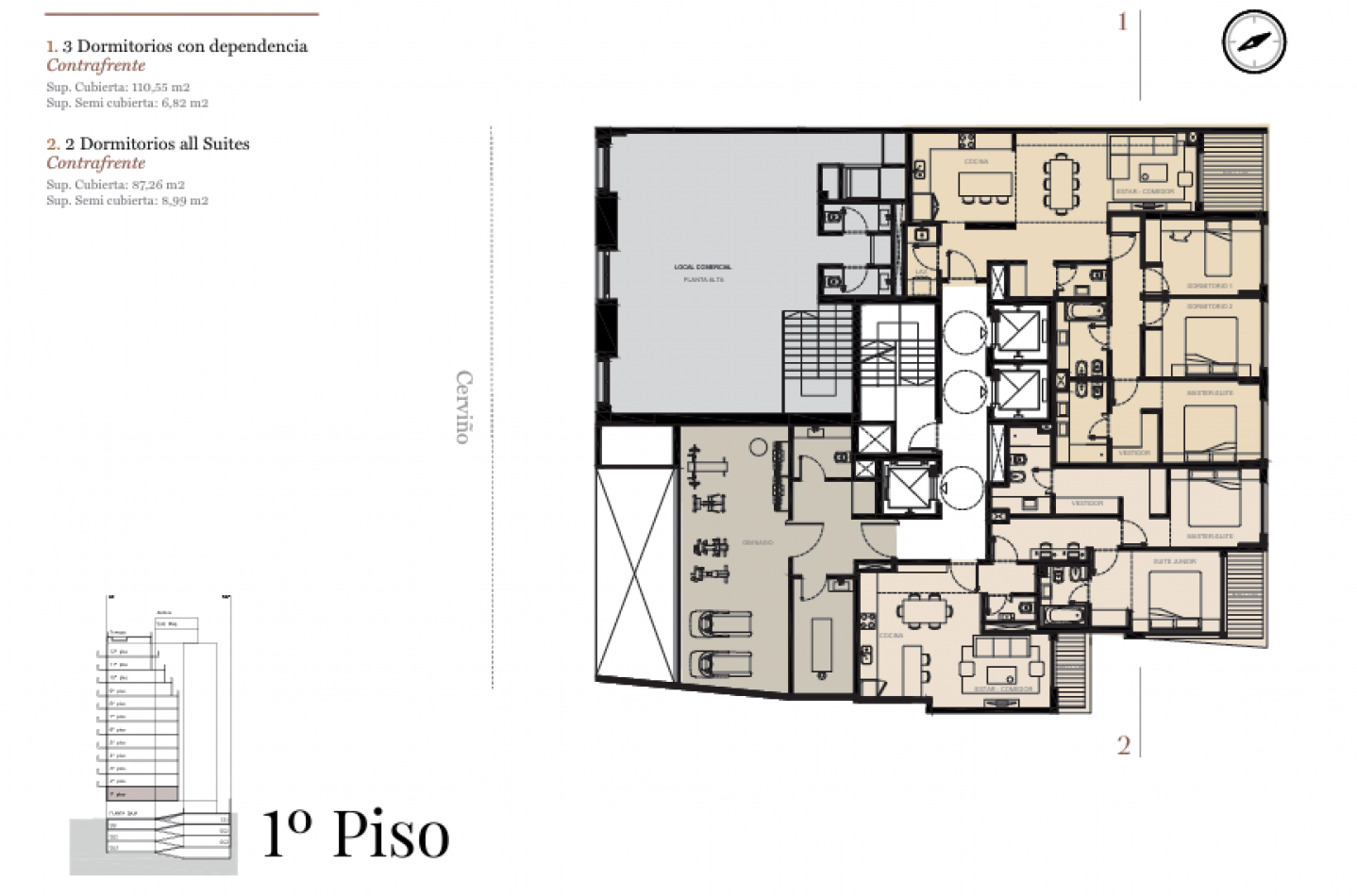 Departamento en venta de 3 ambientes. Emprendimiento DOME Palermo Boulevard - Cerviño